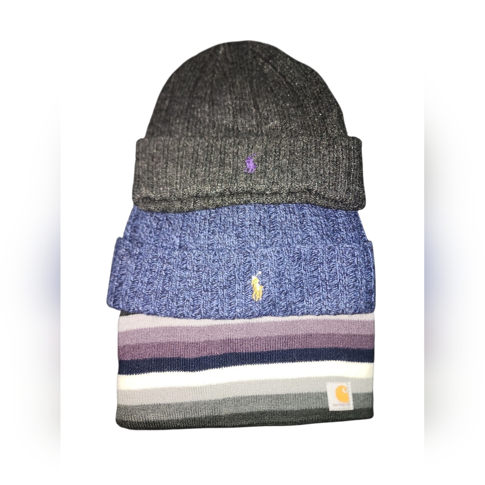 Beanie Lot. 2 Ralph Lauren And 1 Carhartt